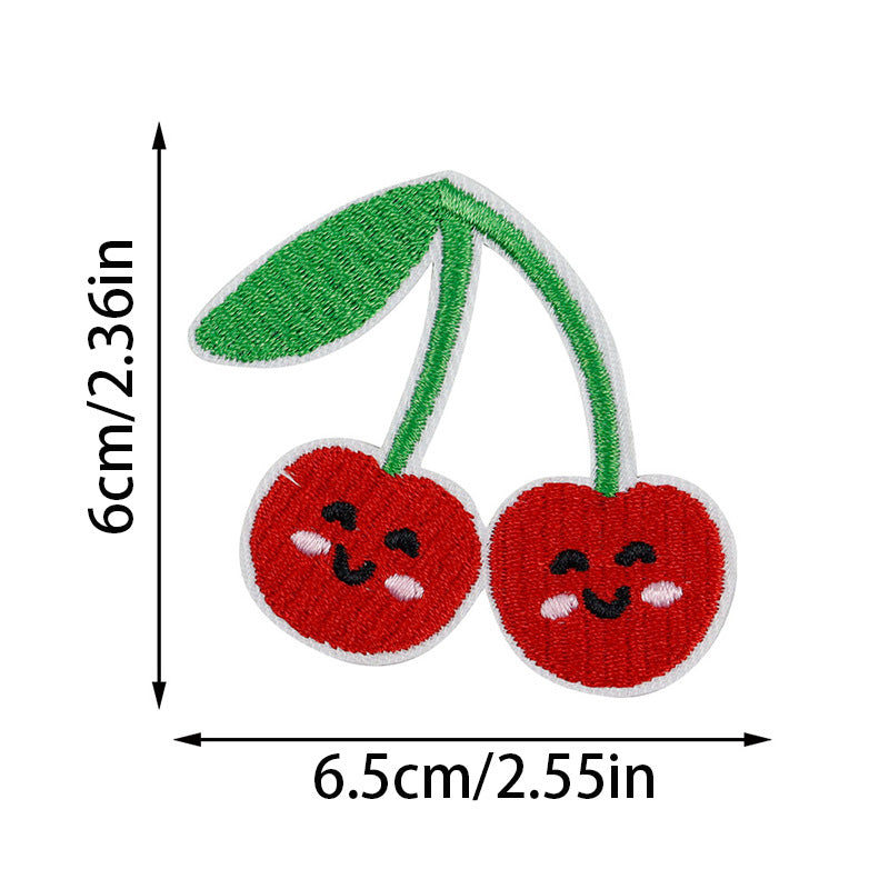Wholesale  Cherry Embroidered Cloth Sticker No-sewing Girl' s Down et Patch Sticker Holes Sticker Large